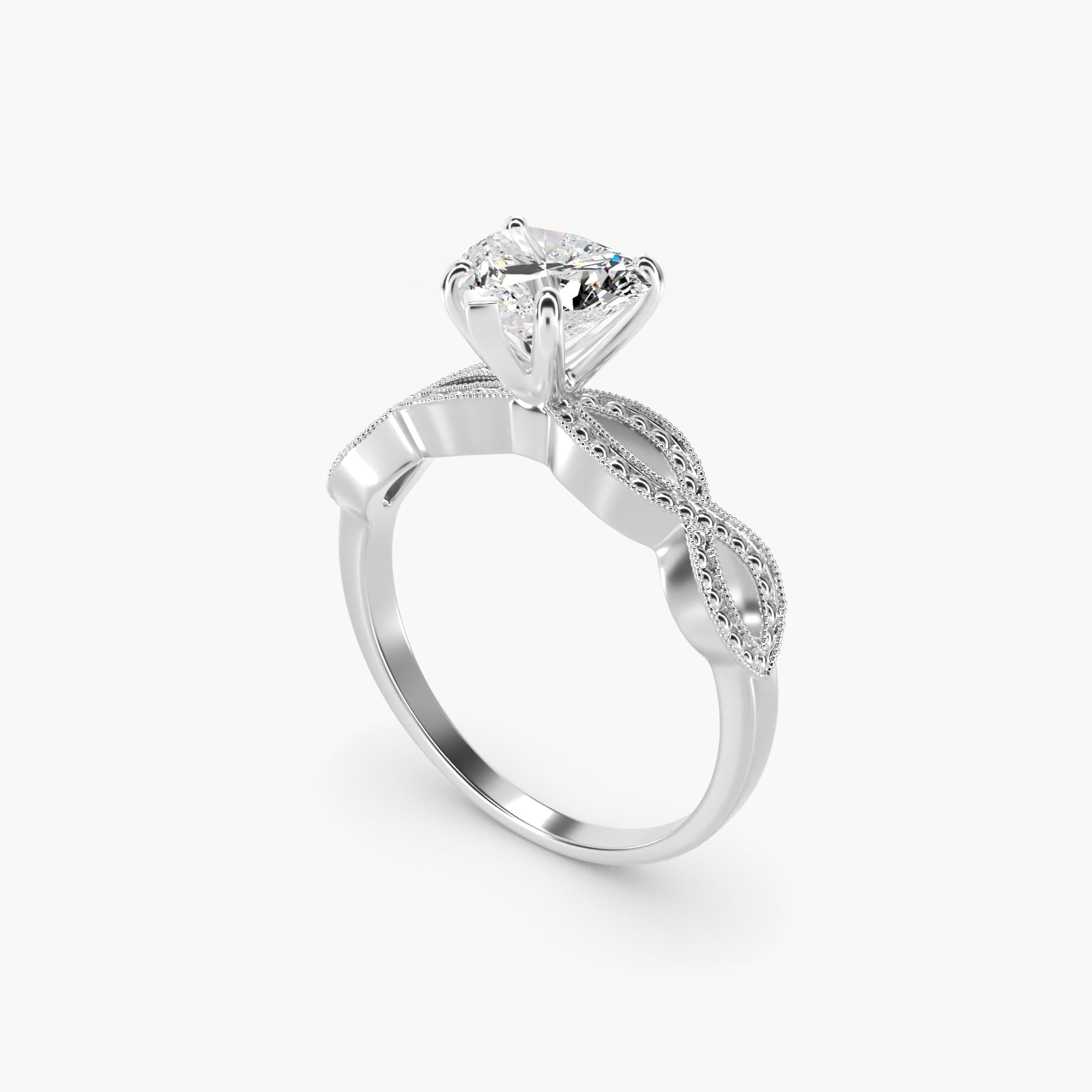 Infinity Vintage-Style Engagement Ring In Platinum By James Allen - Heart Center