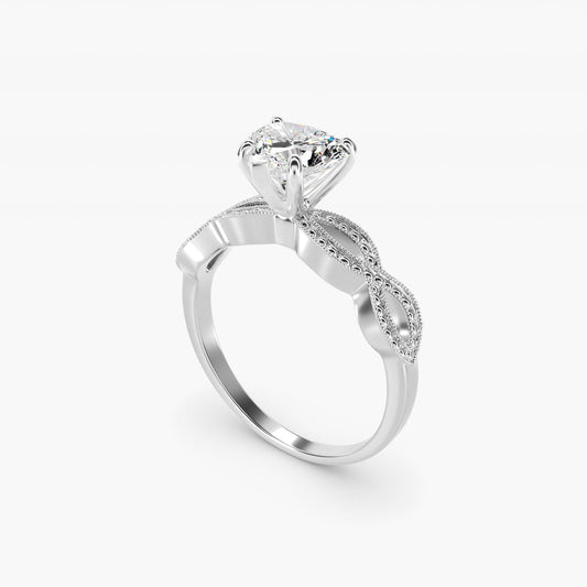Infinity Vintage-Style Engagement Ring In Platinum By James Allen - Heart Center