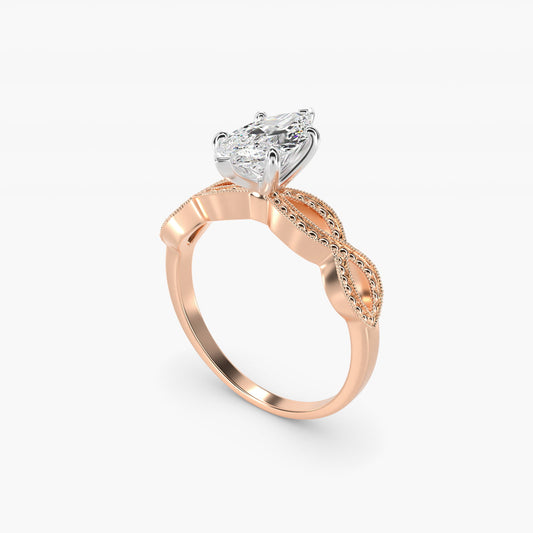 Infinity Vintage-Style Engagement Ring In 14K Rose Gold By James Allen - Marquise Center