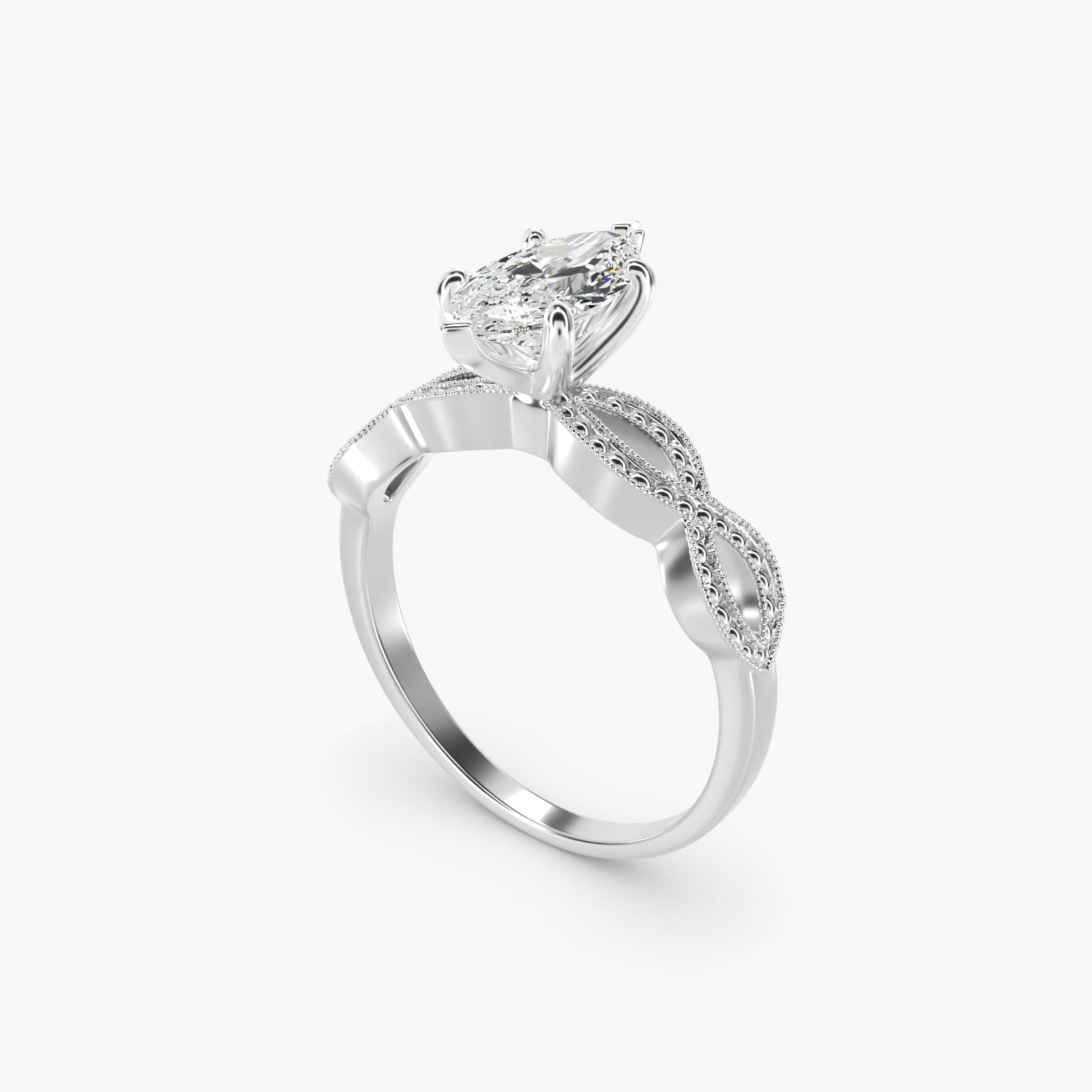 Infinity Vintage-Style Engagement Ring In 14K White Gold By James Allen - Marquise Center