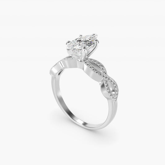 Infinity Vintage-Style Engagement Ring In 18k White Gold By James Allen - Marquise Center