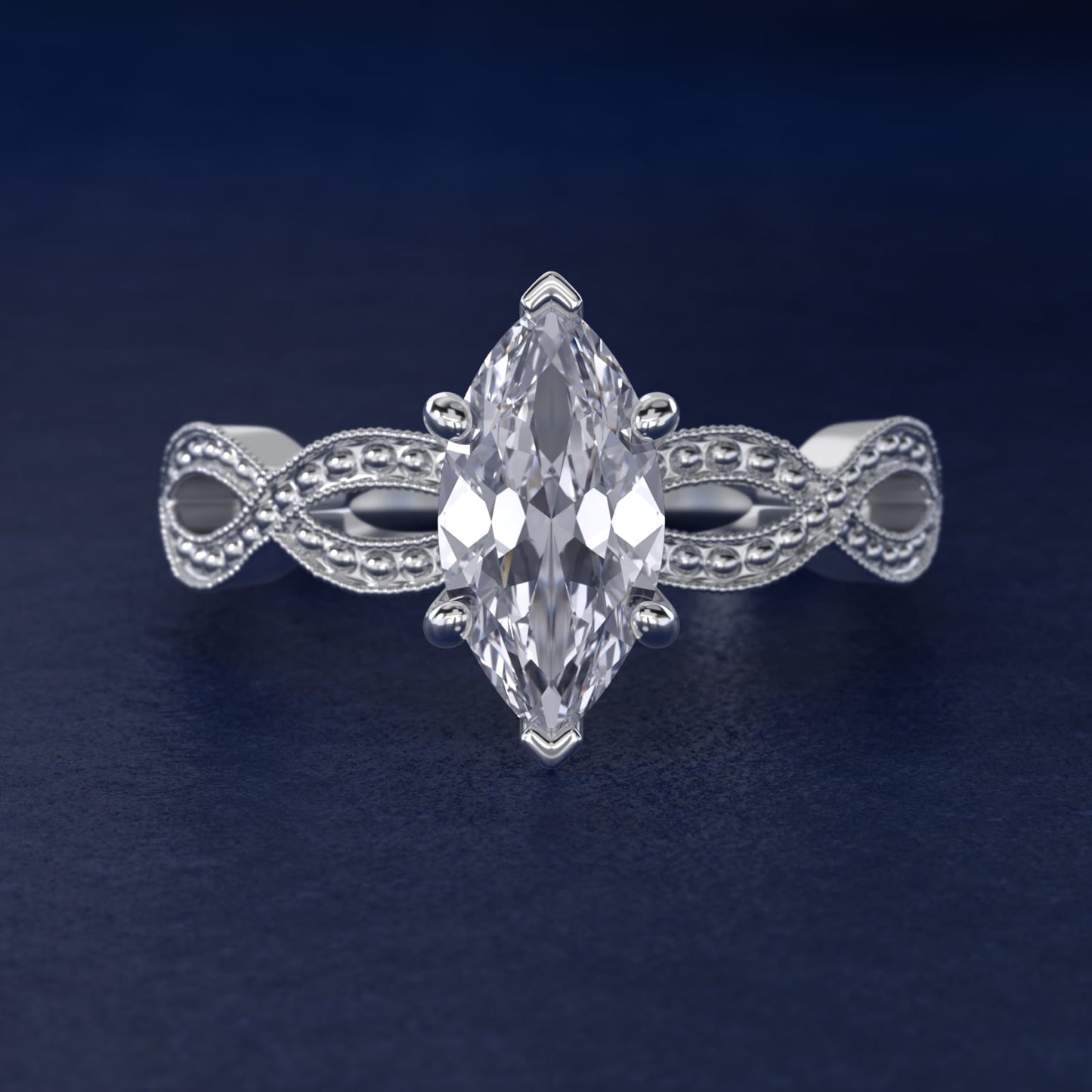 Infinity Vintage-Style Engagement Ring In 14K White Gold By James Allen - Marquise Center