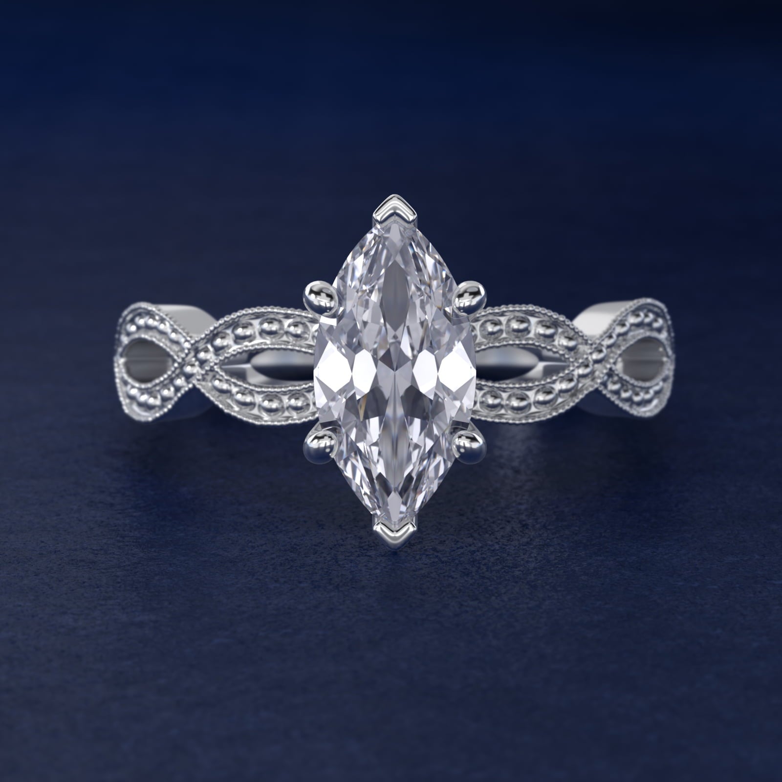 Infinity Vintage-Style Engagement Ring In 14K White Gold By James Allen - Marquise Center