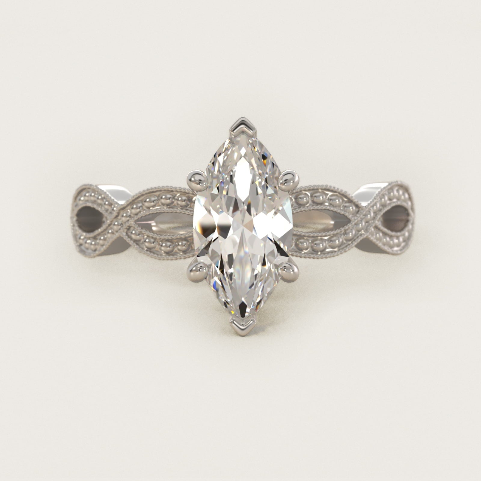 Infinity Vintage-Style Engagement Ring In 18k White Gold By James Allen - Marquise Center