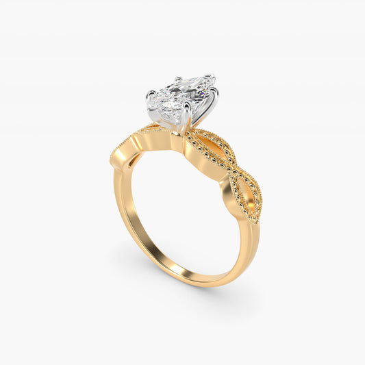 Infinity Vintage-Style Engagement Ring In 14K Yellow Gold By James Allen - Marquise Center
