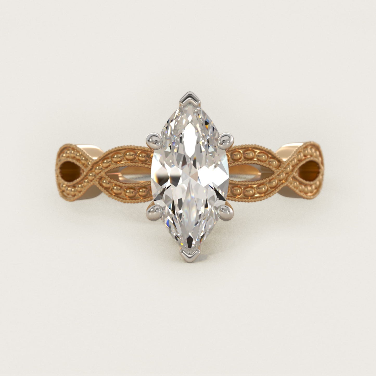 Infinity Vintage-Style Engagement Ring In 14K Yellow Gold By James Allen - Marquise Center