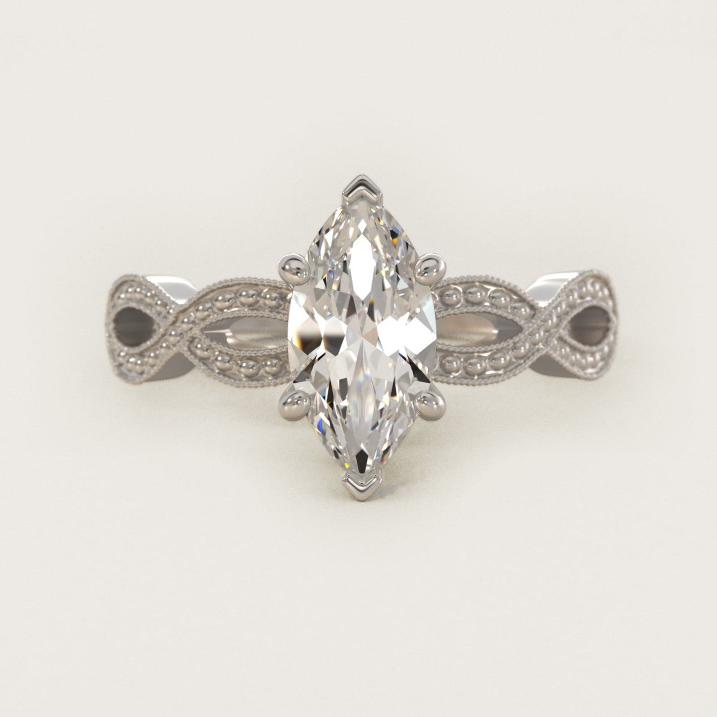Infinity Vintage-Style Engagement Ring In Platinum By James Allen - Marquise Center