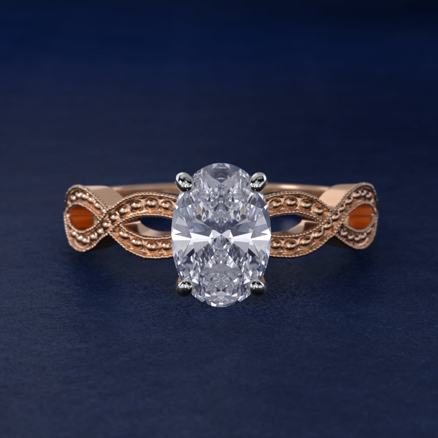 Infinity Vintage-Style Engagement Ring In 14K Rose Gold By James Allen - Oval Center