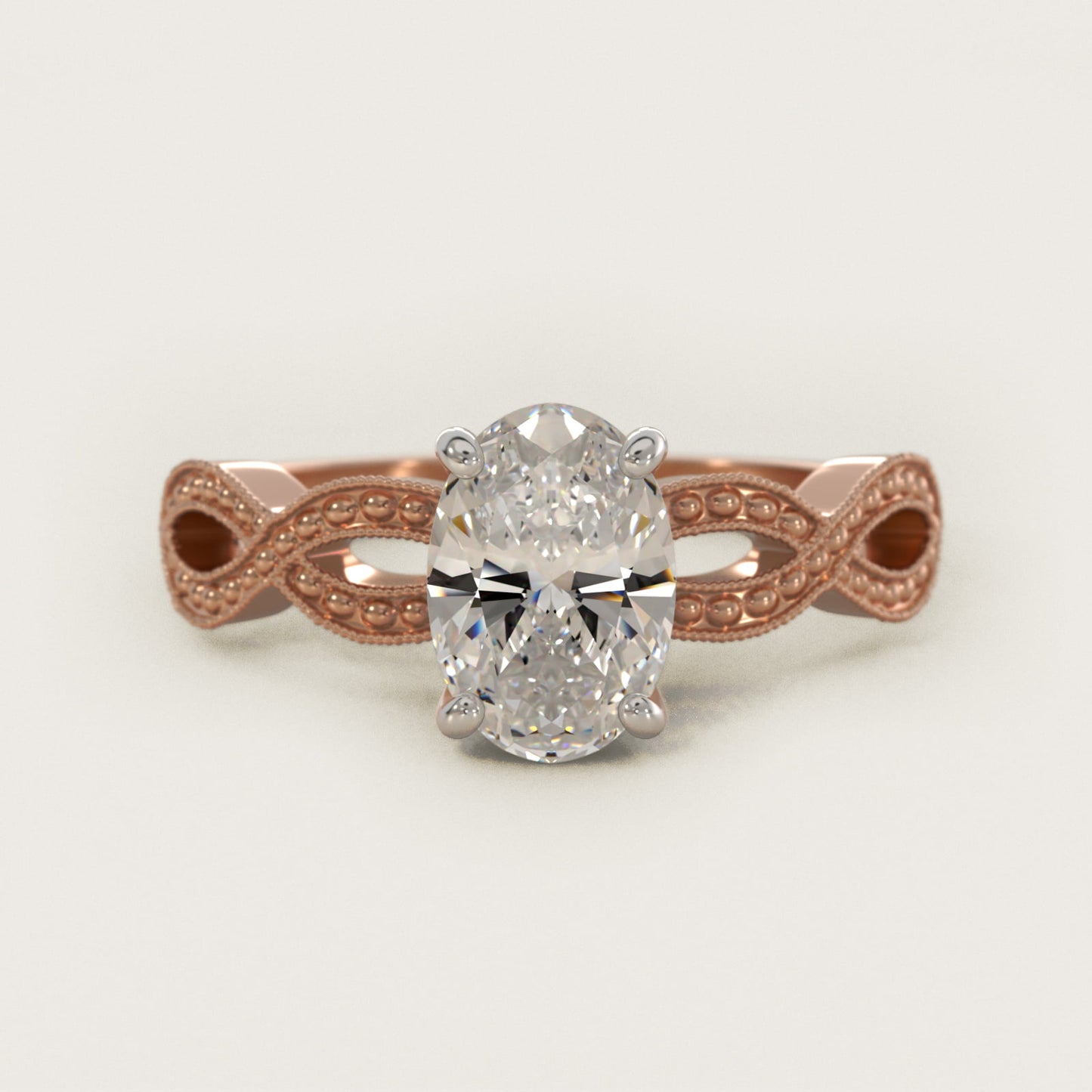 Infinity Vintage-Style Engagement Ring In 14K Rose Gold By James Allen - Oval Center
