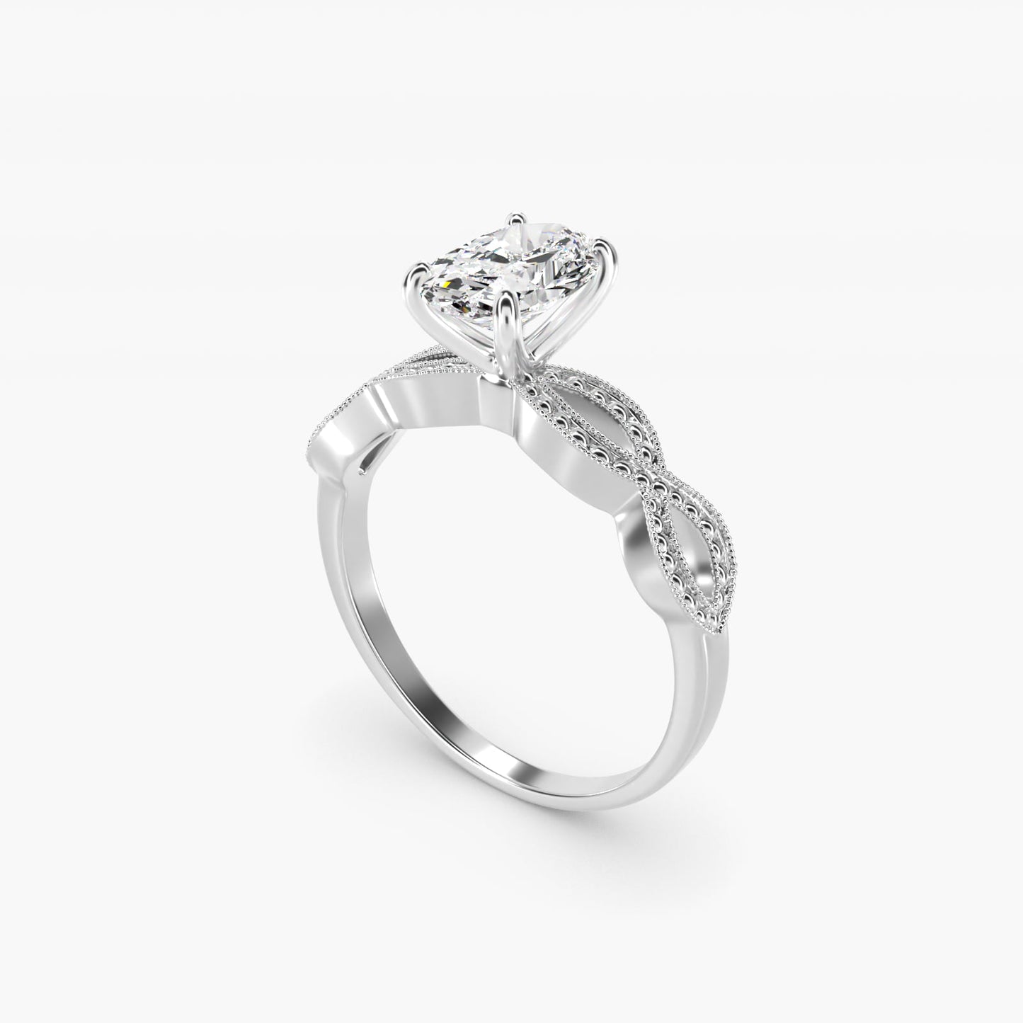 Infinity Vintage-Style Engagement Ring In 14K White Gold By James Allen - Oval Center