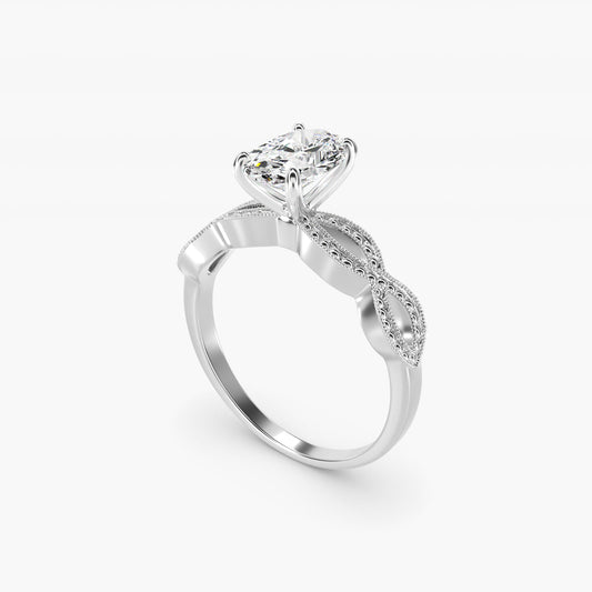 Infinity Vintage-Style Engagement Ring In 14K White Gold By James Allen - Oval Center