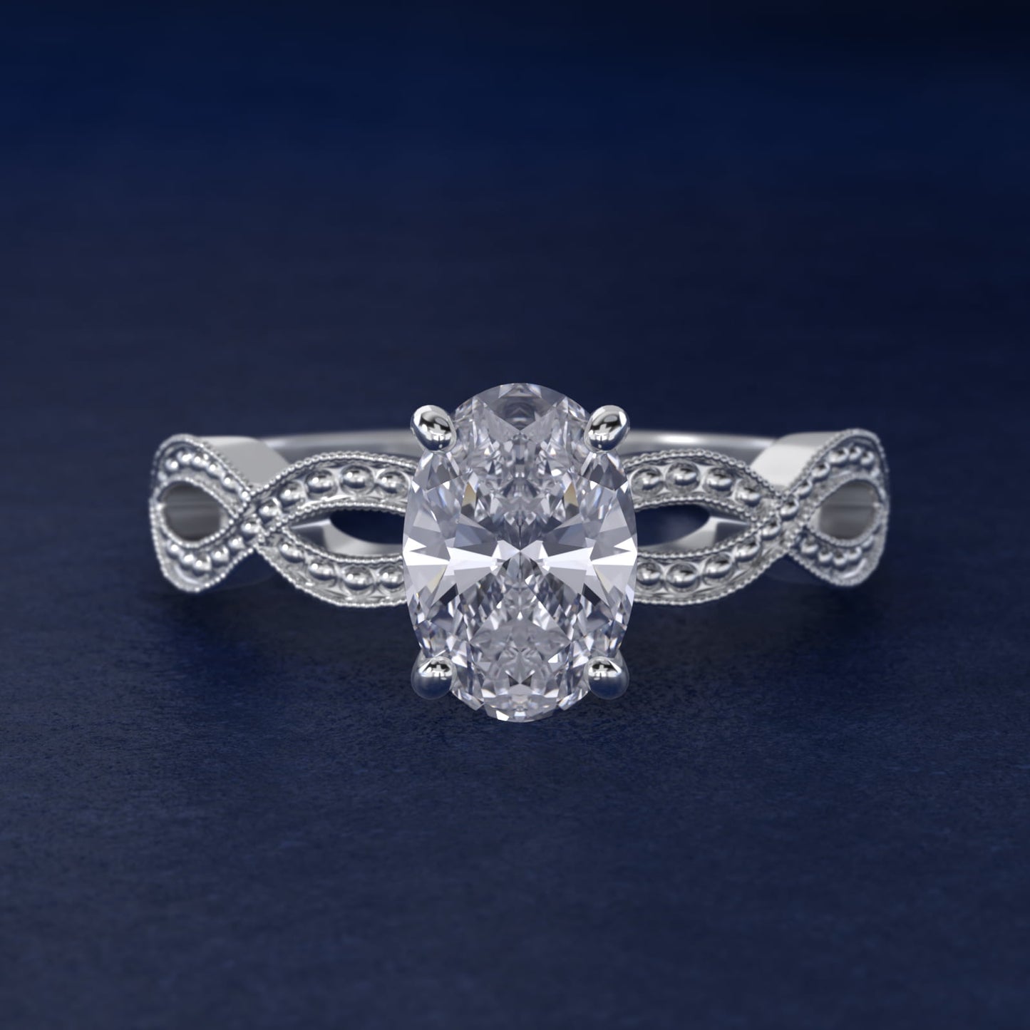 Infinity Vintage-Style Engagement Ring In 14K White Gold By James Allen - Oval Center