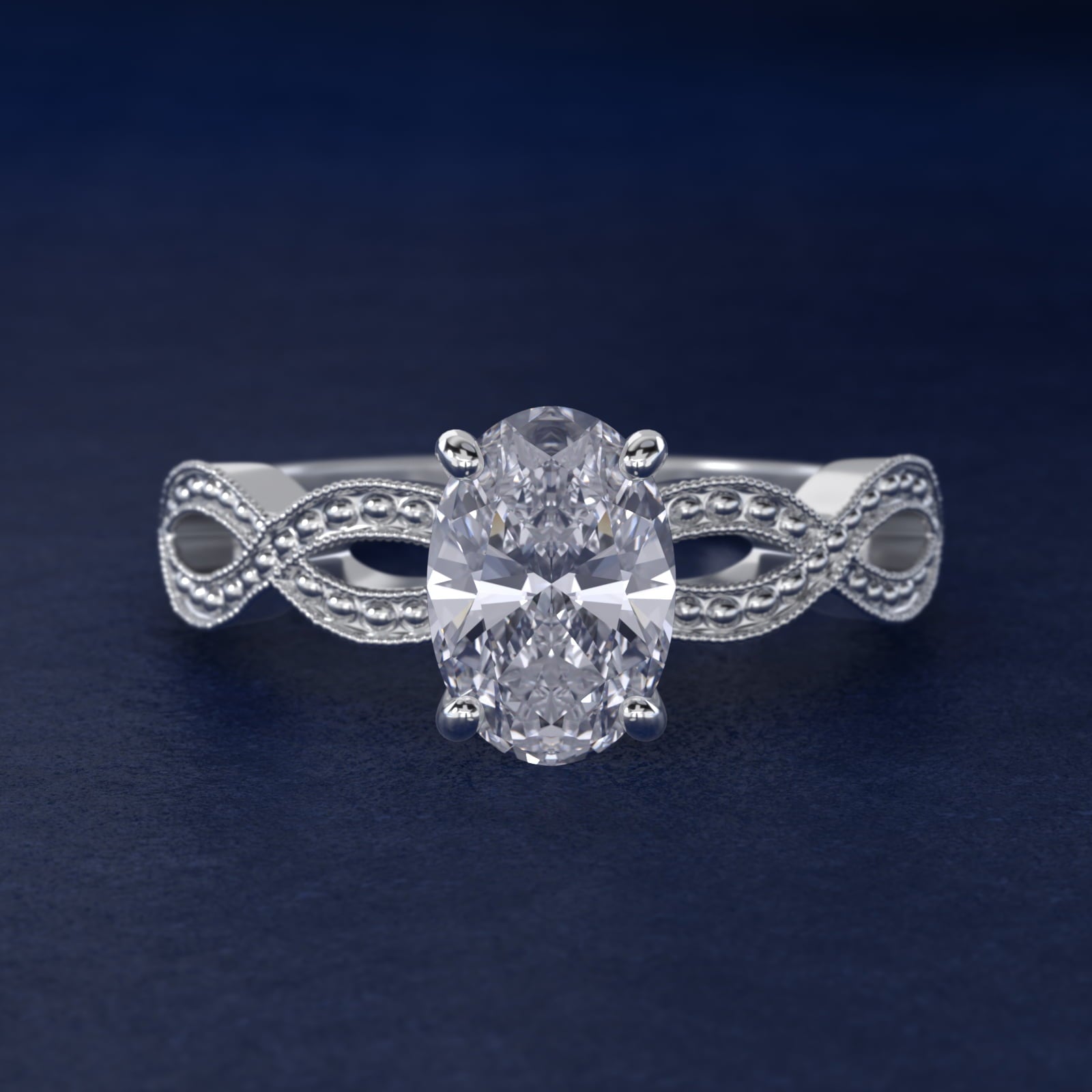 Infinity Vintage-Style Engagement Ring In 14K White Gold By James Allen - Oval Center