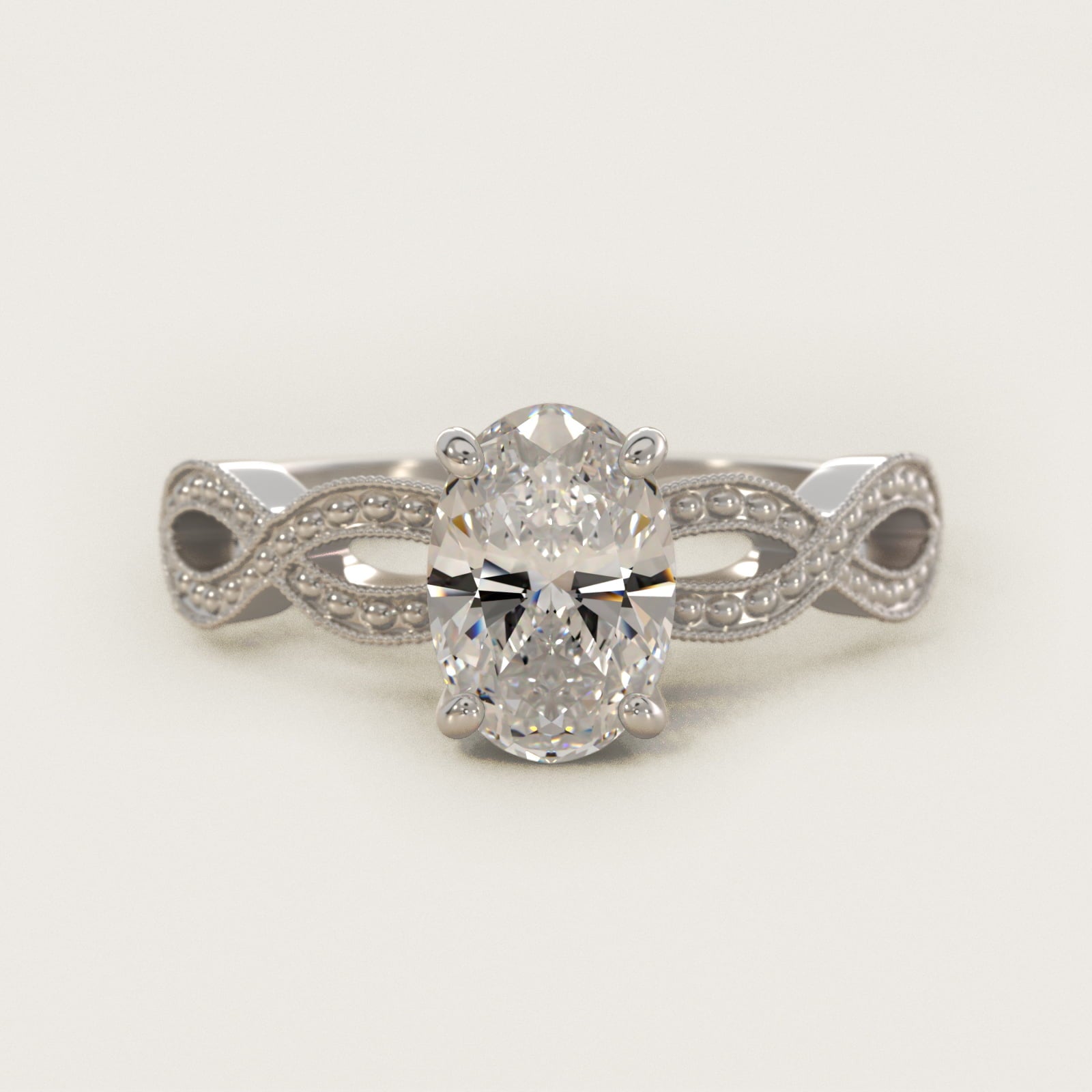 Infinity Vintage-Style Engagement Ring In 14K White Gold By James Allen - Oval Center