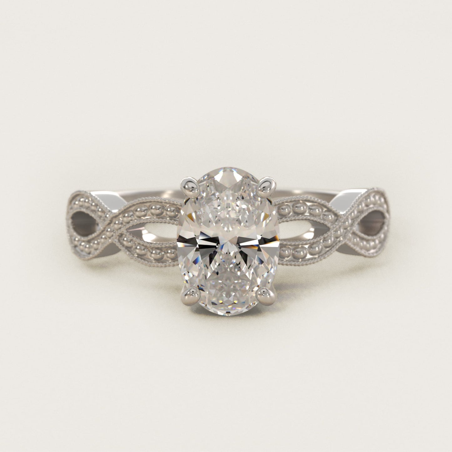 Infinity Vintage-Style Engagement Ring In 18k White Gold By James Allen - Oval Center