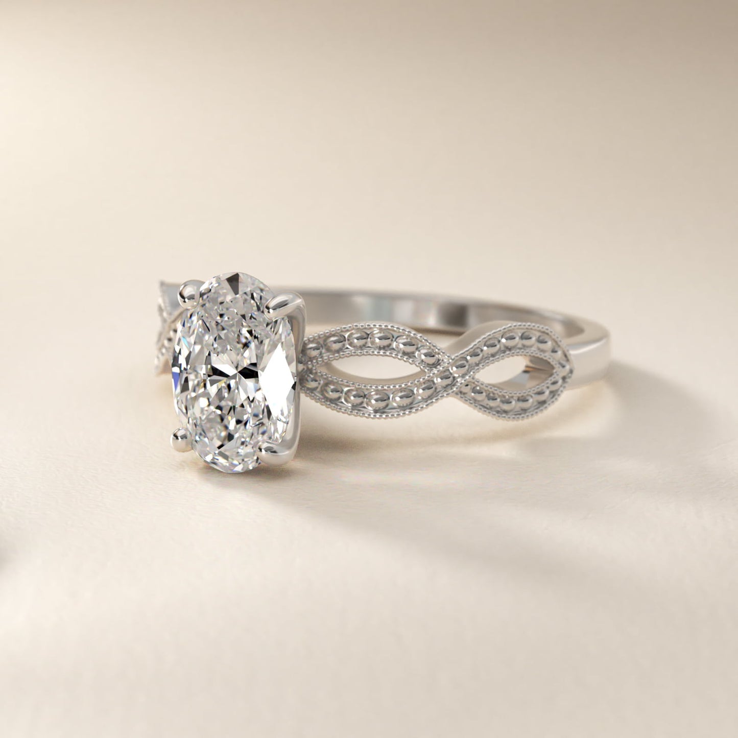 Infinity Vintage-Style Engagement Ring In Platinum By James Allen - Oval Center