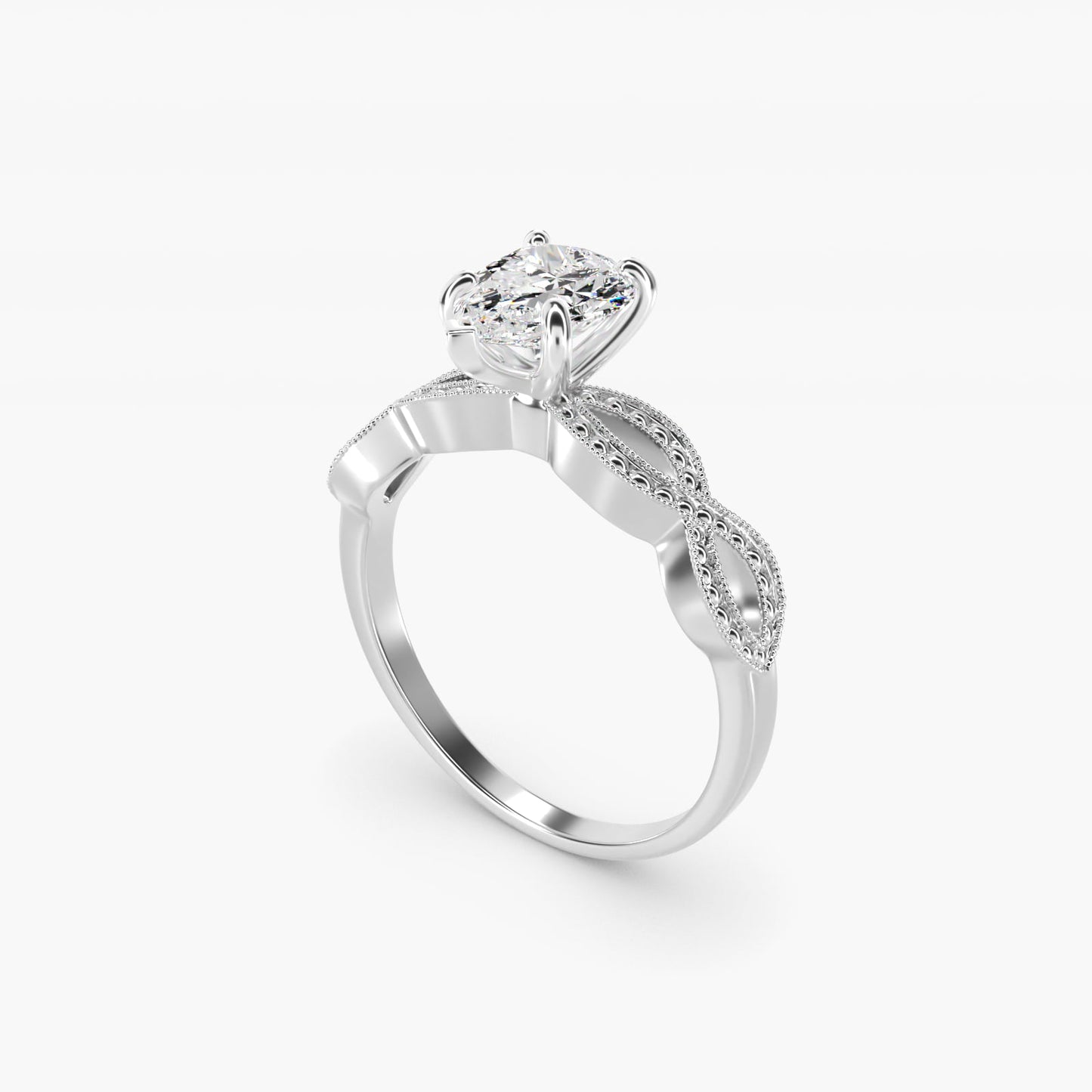Infinity Vintage-Style Engagement Ring In 14K White Gold By James Allen - Pear Center