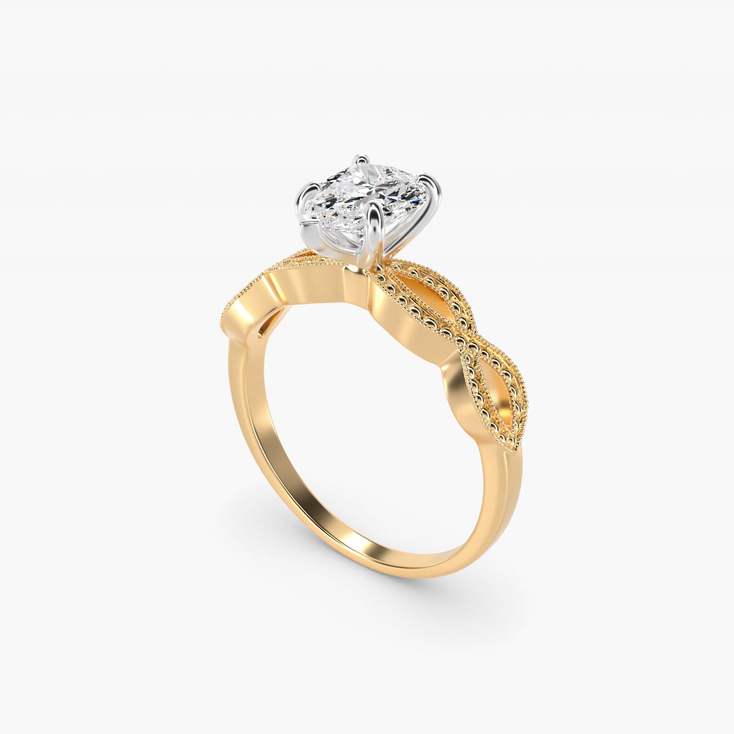 Infinity Vintage-Style Engagement Ring In 18k Yellow Gold By James Allen - Pear Center