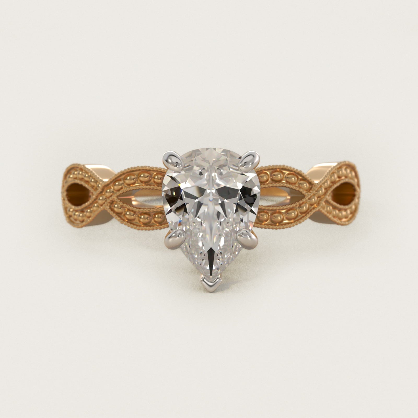 Infinity Vintage-Style Engagement Ring In 14K Yellow Gold By James Allen - Pear Center