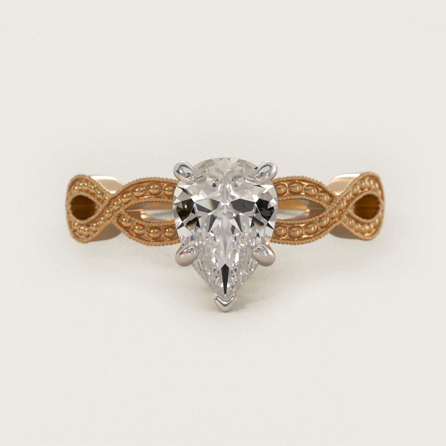 Infinity Vintage-Style Engagement Ring In 18k Yellow Gold By James Allen - Pear Center