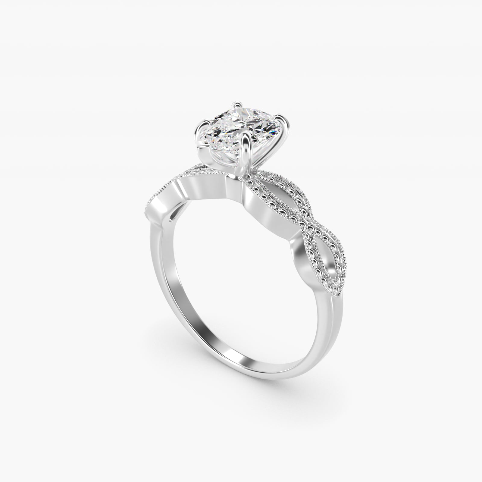 Infinity Vintage-Style Engagement Ring In Platinum By James Allen - Pear Center