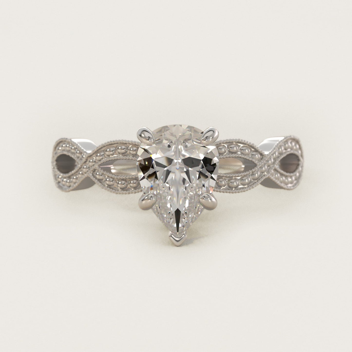 Infinity Vintage-Style Engagement Ring In Platinum By James Allen - Pear Center