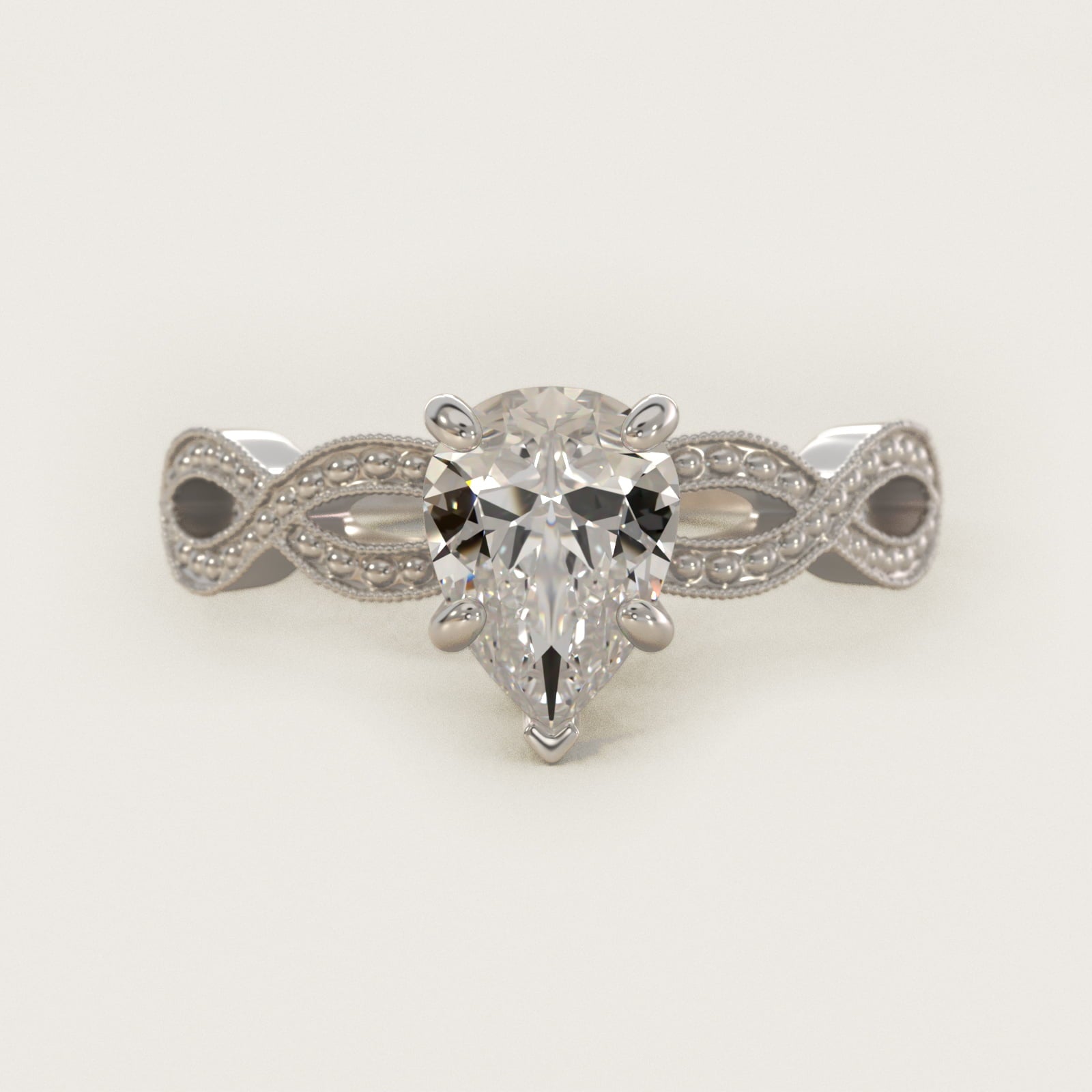 Infinity Vintage-Style Engagement Ring In Platinum By James Allen - Pear Center