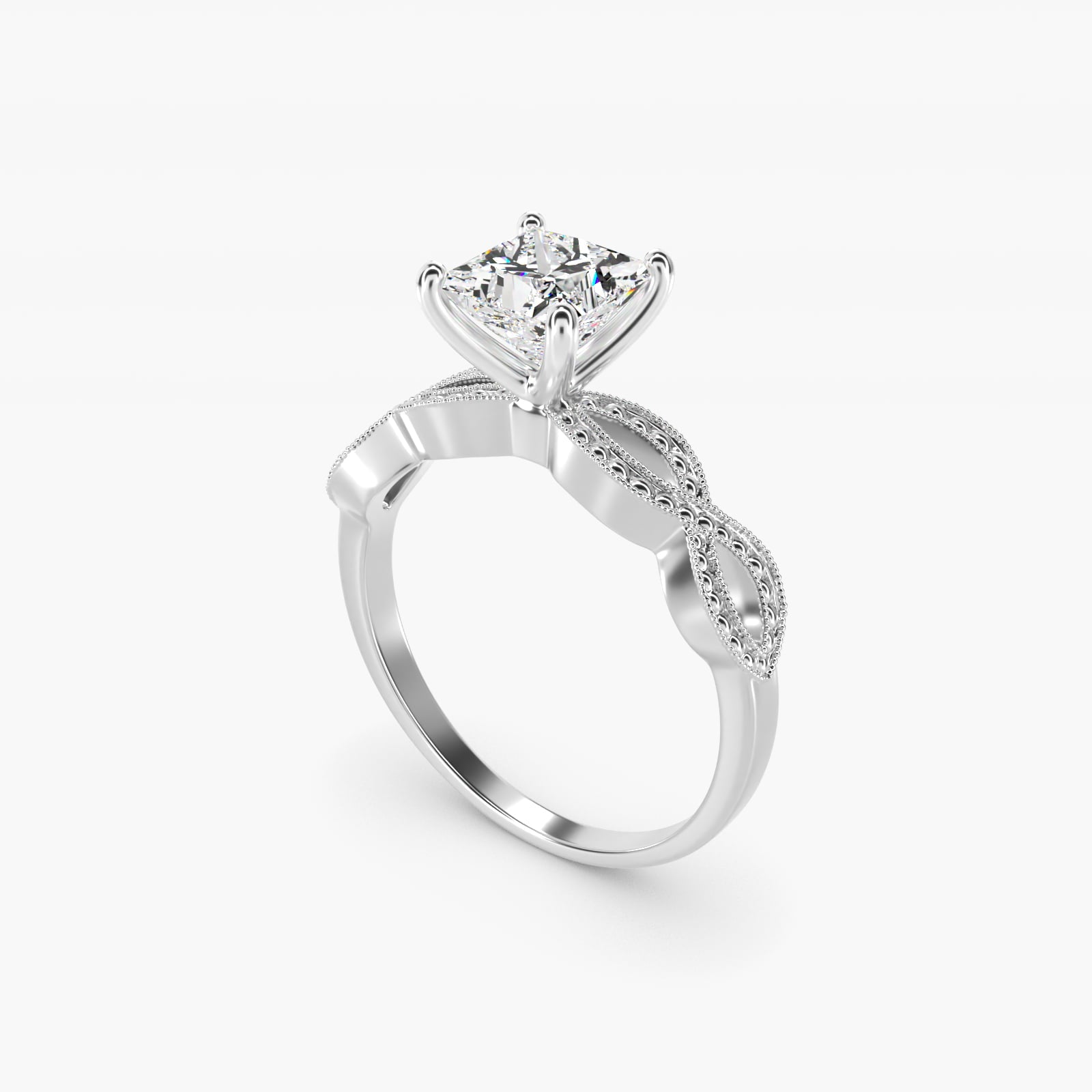 Infinity Vintage-Style Engagement Ring In 14K White Gold By James Allen - Princess Center