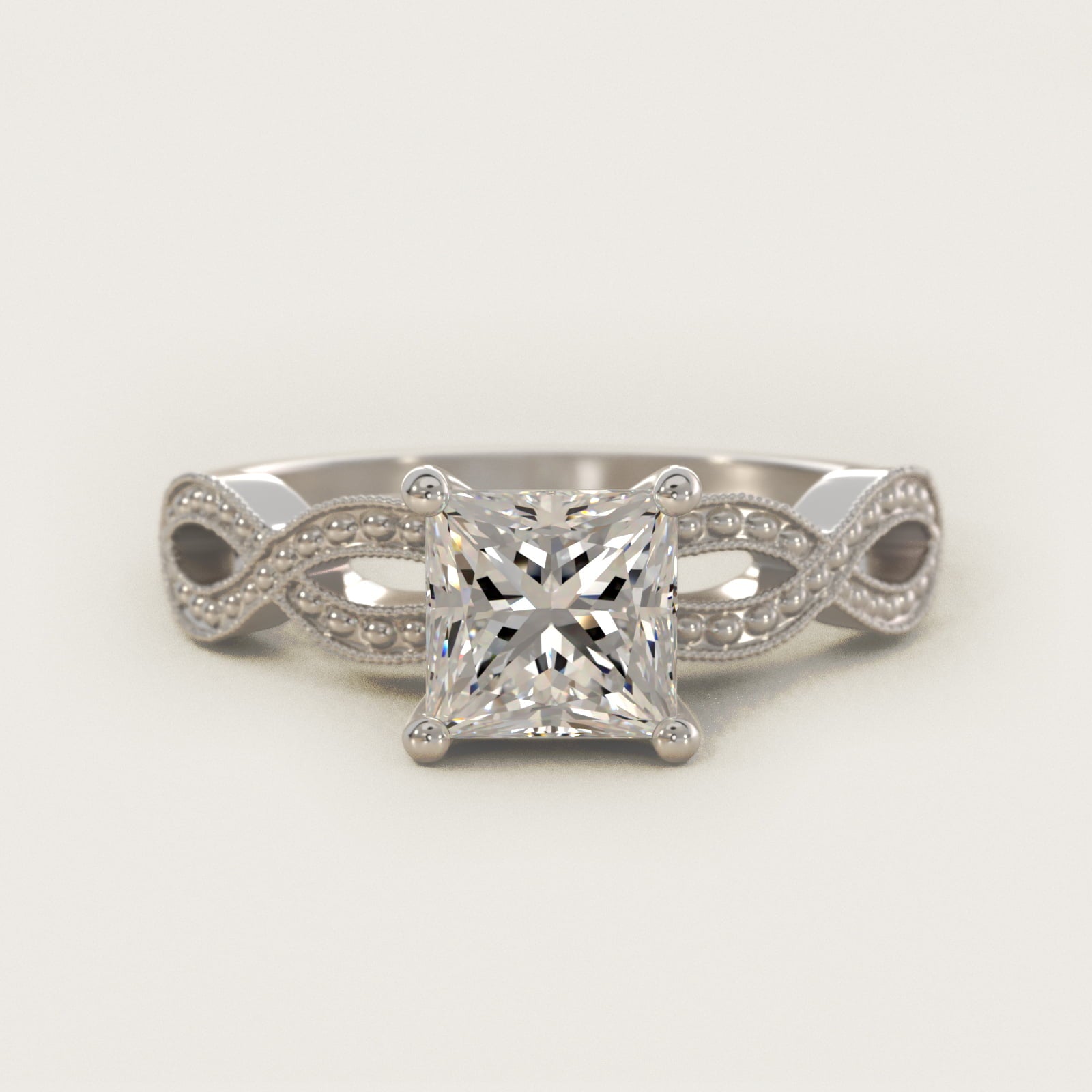 Infinity Vintage-Style Engagement Ring In 18k White Gold By James Allen - Princess Center