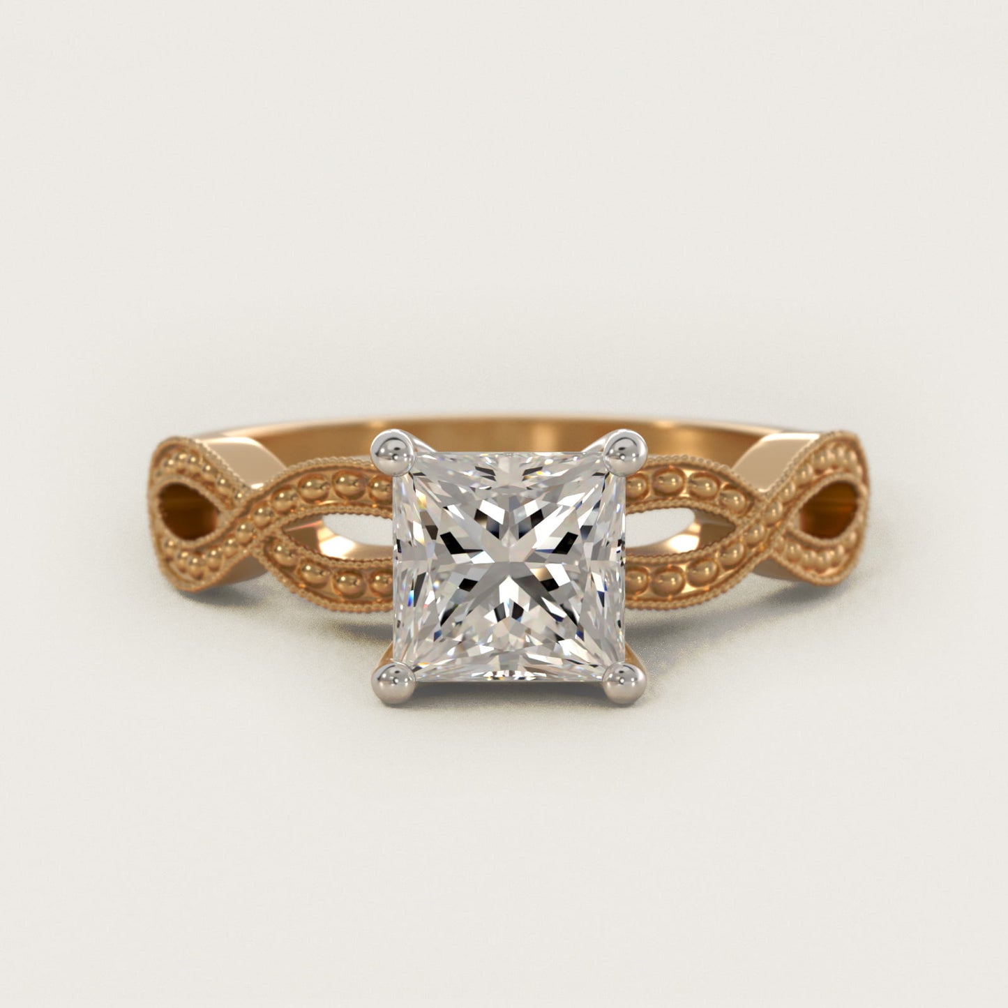 Infinity Vintage-Style Engagement Ring In 18k Yellow Gold By James Allen - Princess Center