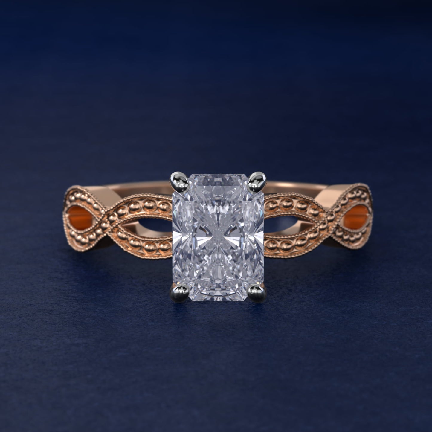 Infinity Vintage-Style Engagement Ring In 14K Rose Gold By James Allen - Radiant Center