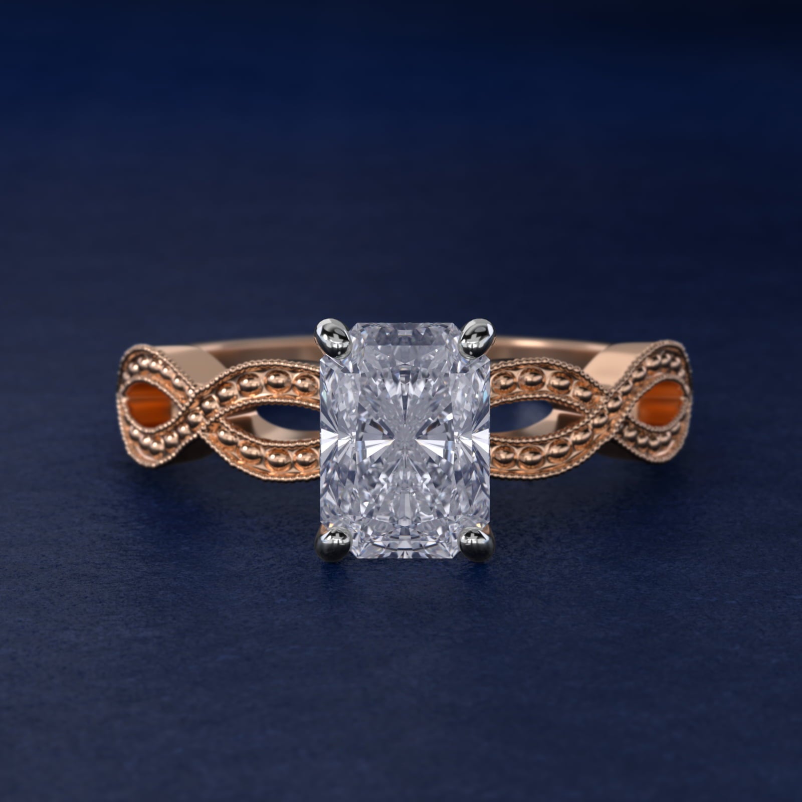 Infinity Vintage-Style Engagement Ring In 14K Rose Gold By James Allen - Radiant Center