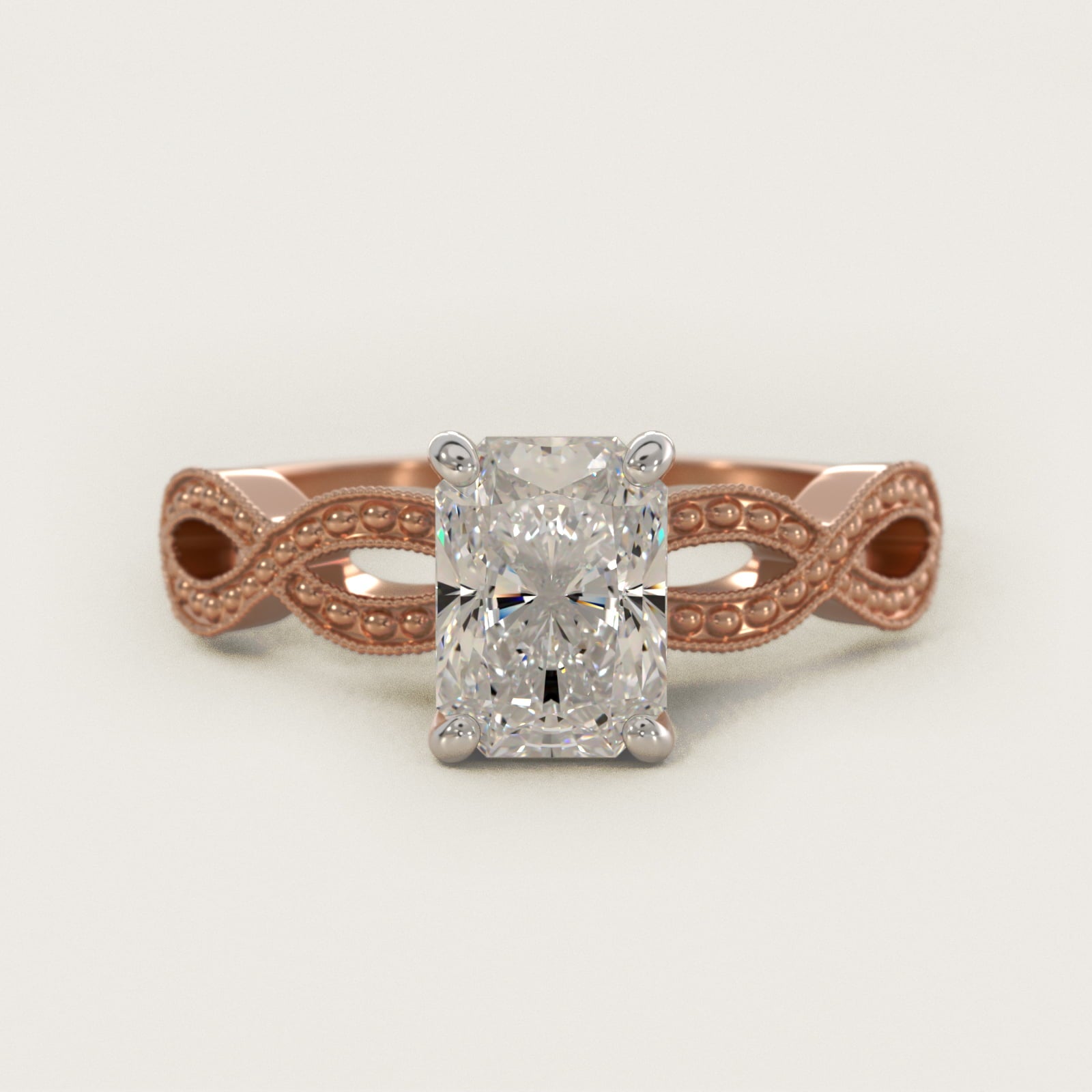Infinity Vintage-Style Engagement Ring In 14K Rose Gold By James Allen - Radiant Center