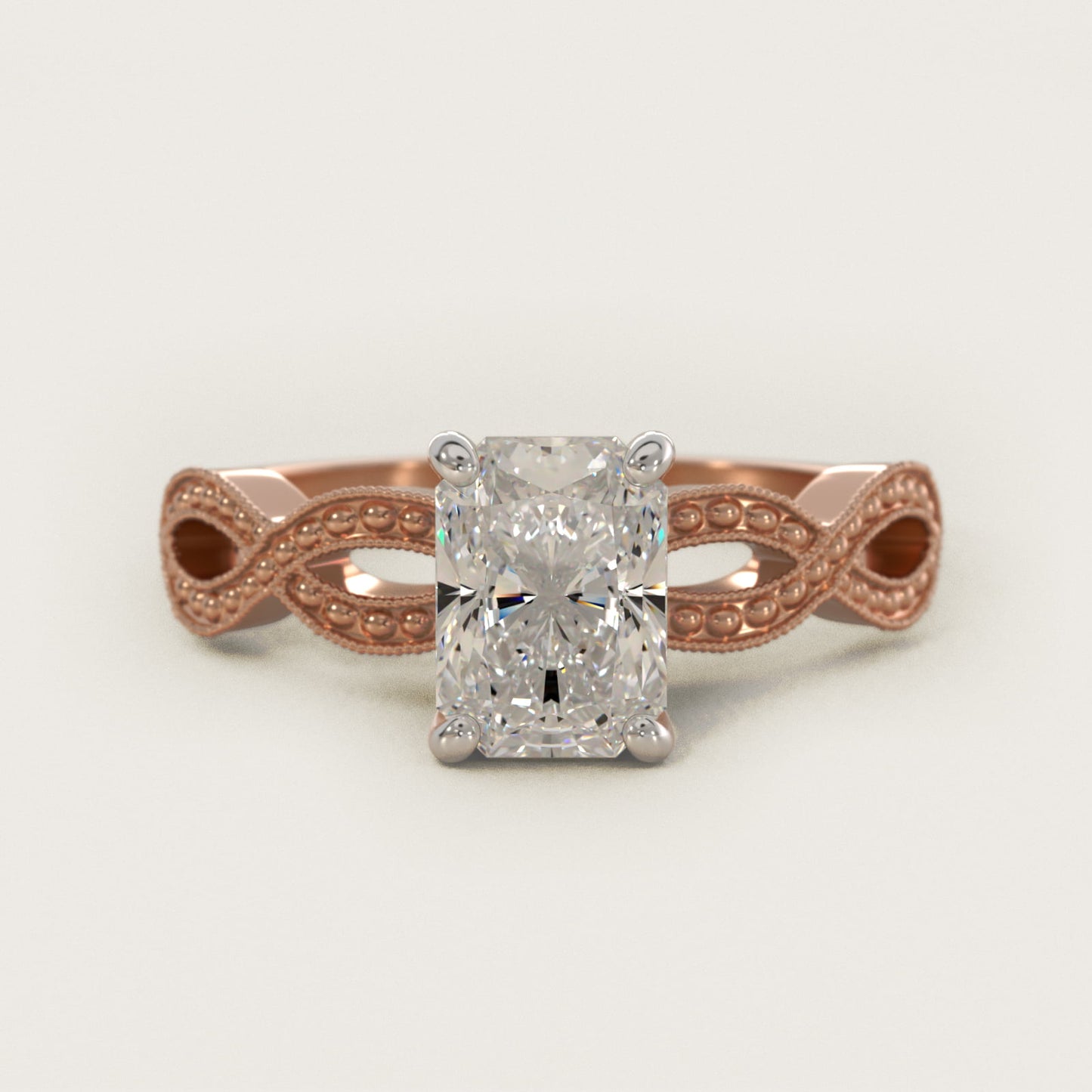 Infinity Vintage-Style Engagement Ring In 18k Rose Gold By James Allen - Radiant Center