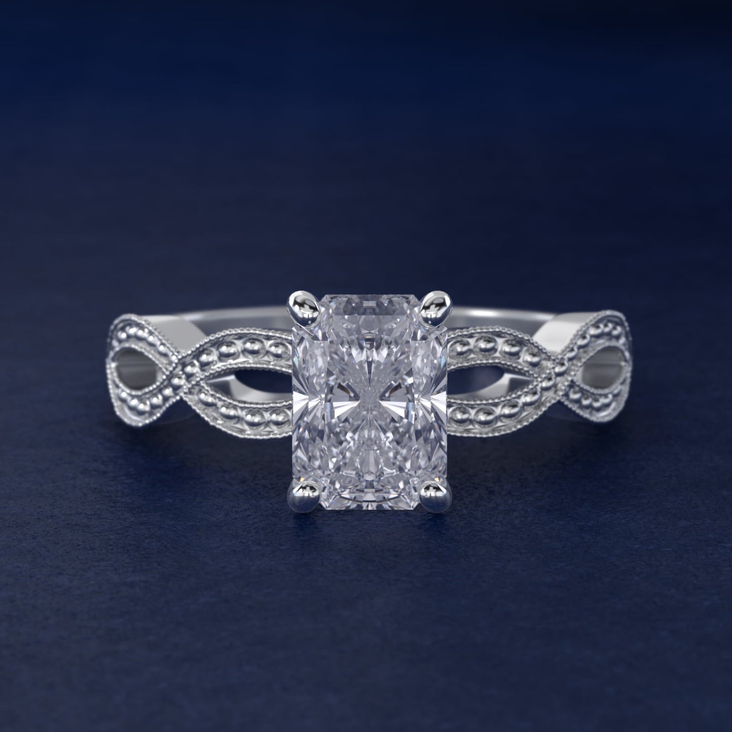 Infinity Vintage-Style Engagement Ring In 14K White Gold By James Allen - Radiant Center