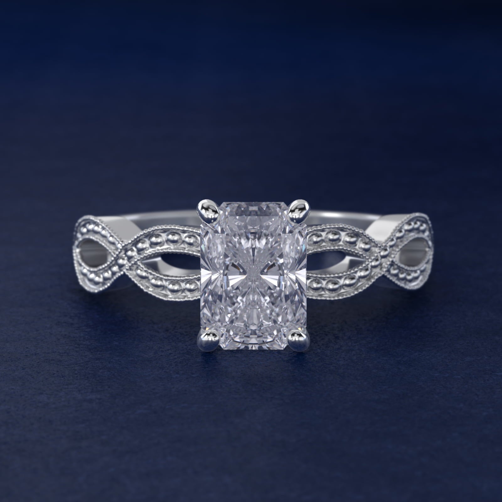 Infinity Vintage-Style Engagement Ring In 18k White Gold By James Allen - Radiant Center