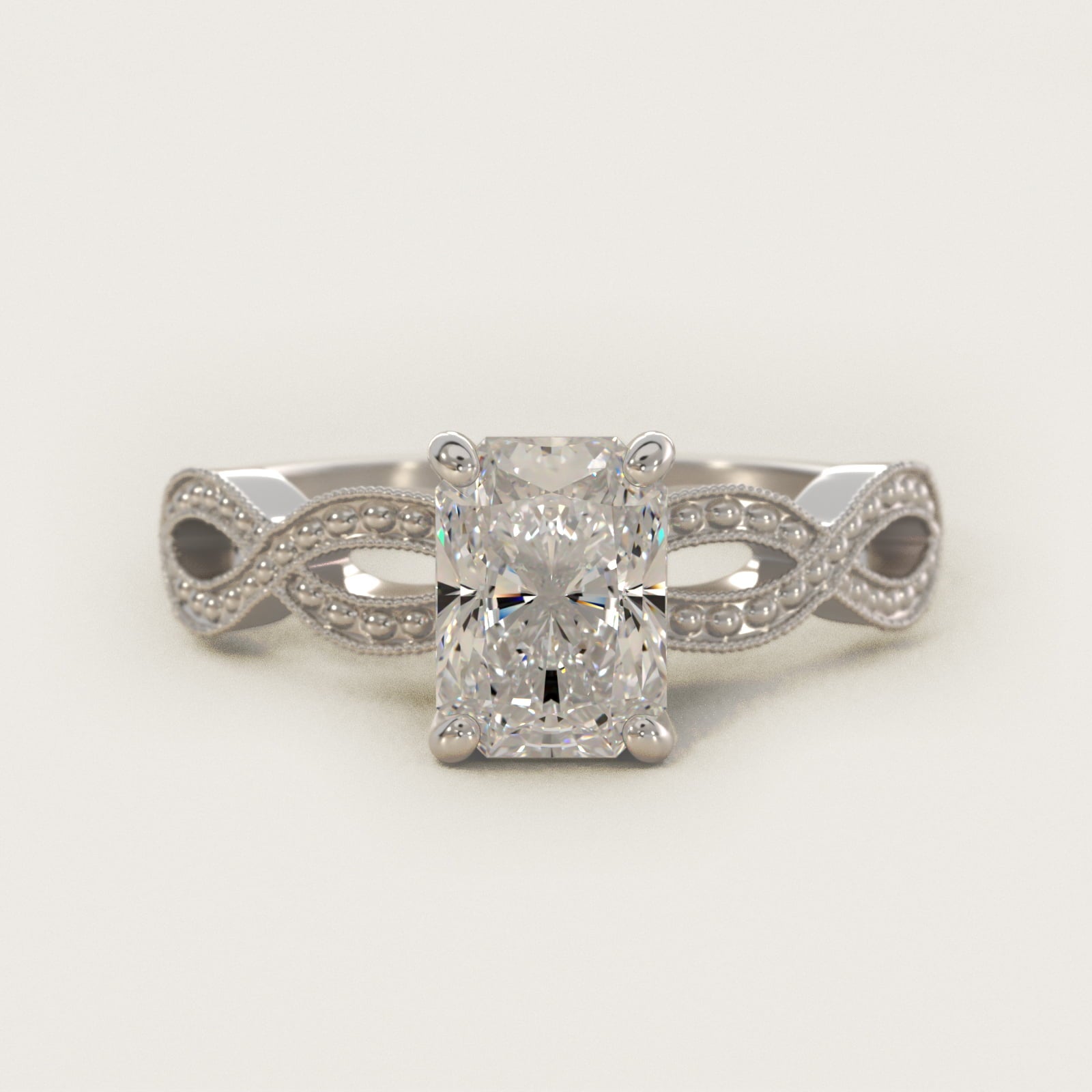 Infinity Vintage-Style Engagement Ring In 18k White Gold By James Allen - Radiant Center