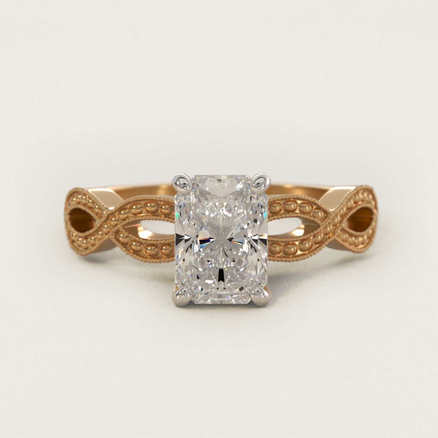 Infinity Vintage-Style Engagement Ring In 14K Yellow Gold By James Allen - Radiant Center