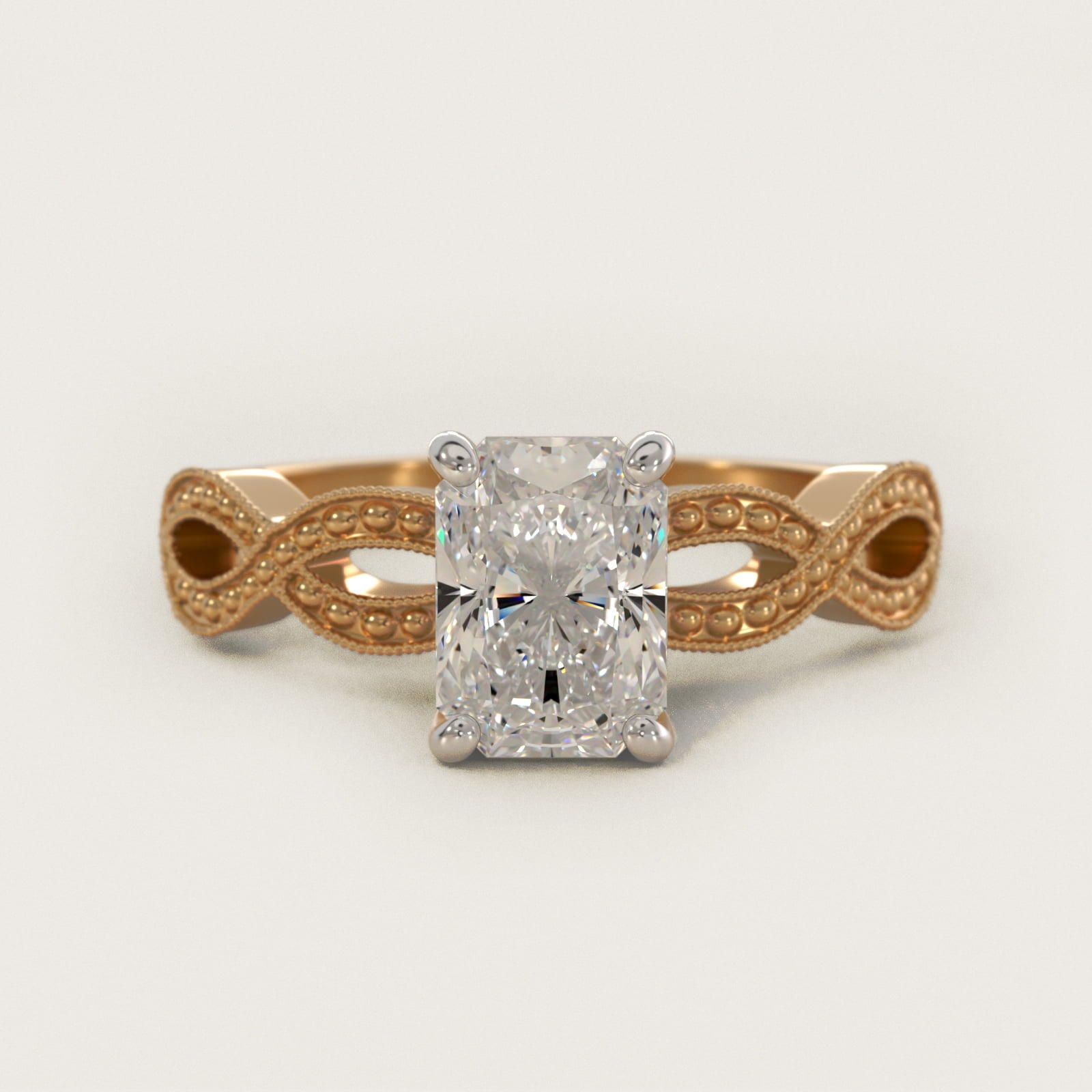 Infinity Vintage-Style Engagement Ring In 14K Yellow Gold By James Allen - Radiant Center