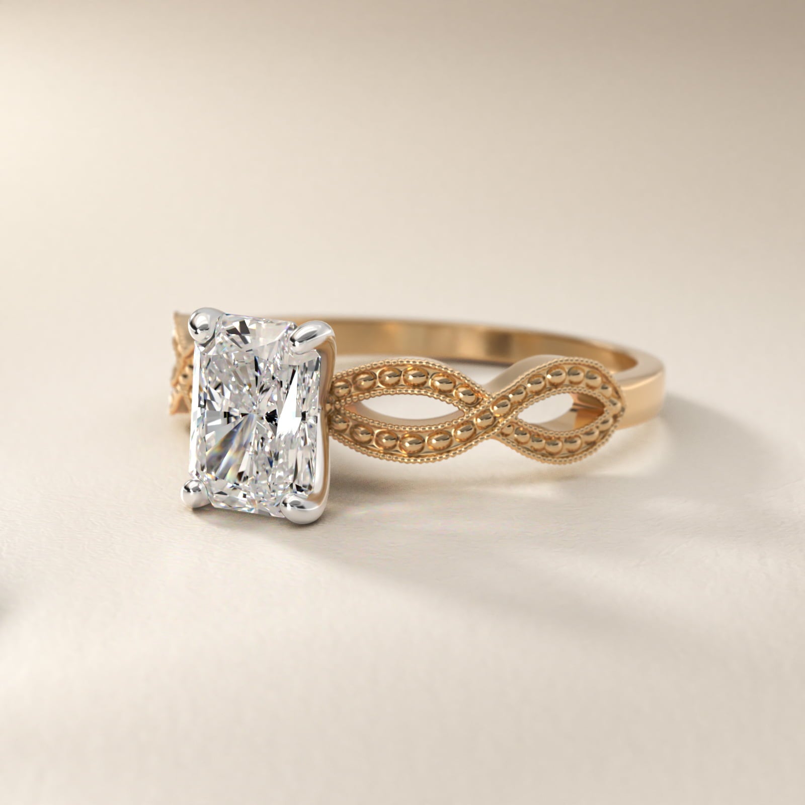 Infinity Vintage-Style Engagement Ring In 14K Yellow Gold By James Allen - Radiant Center