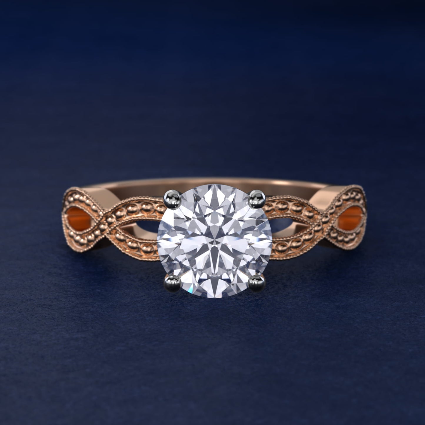Infinity Vintage-Style Engagement Ring In 14K Rose Gold By James Allen - Round Center