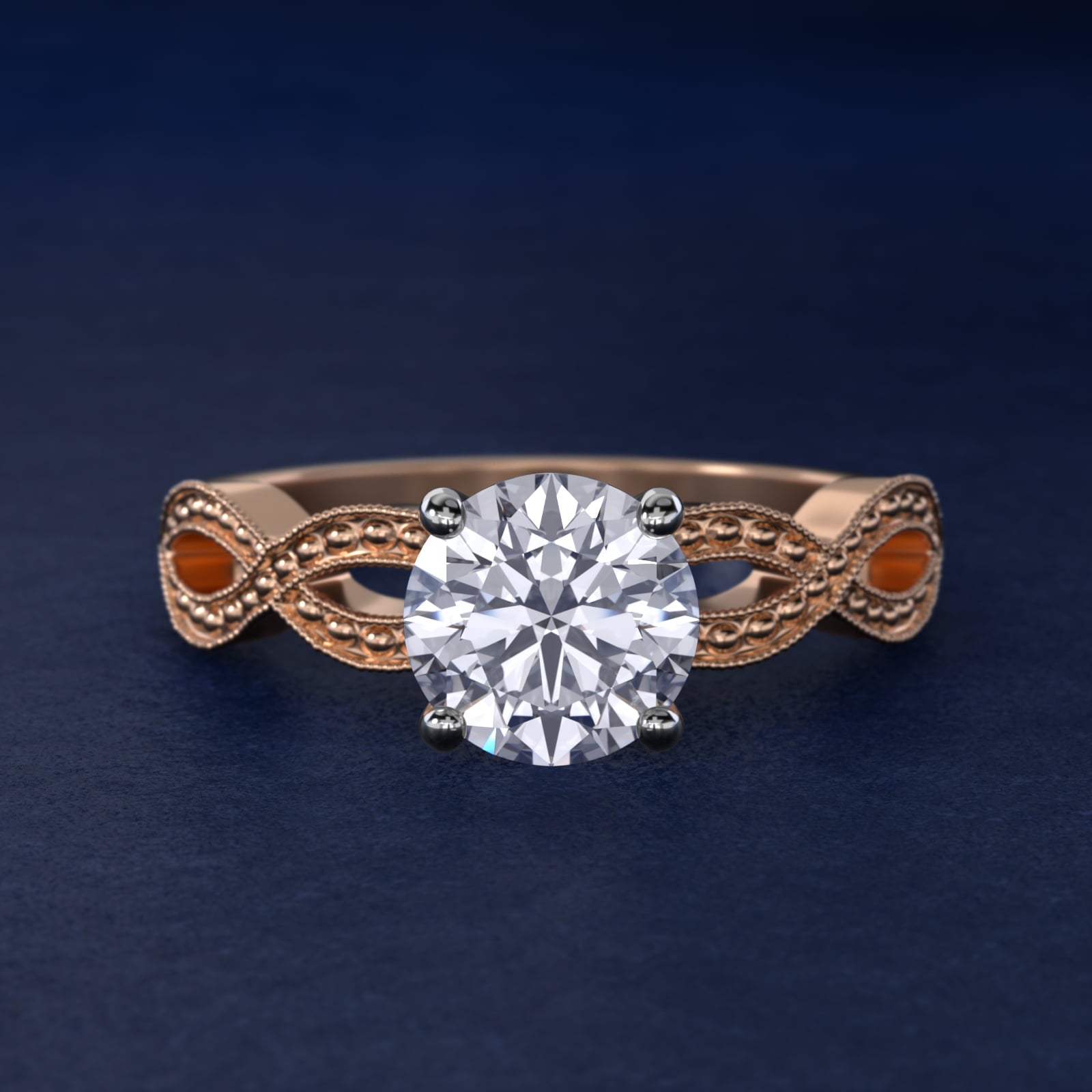 Infinity Vintage-Style Engagement Ring In 14K Rose Gold By James Allen - Round Center