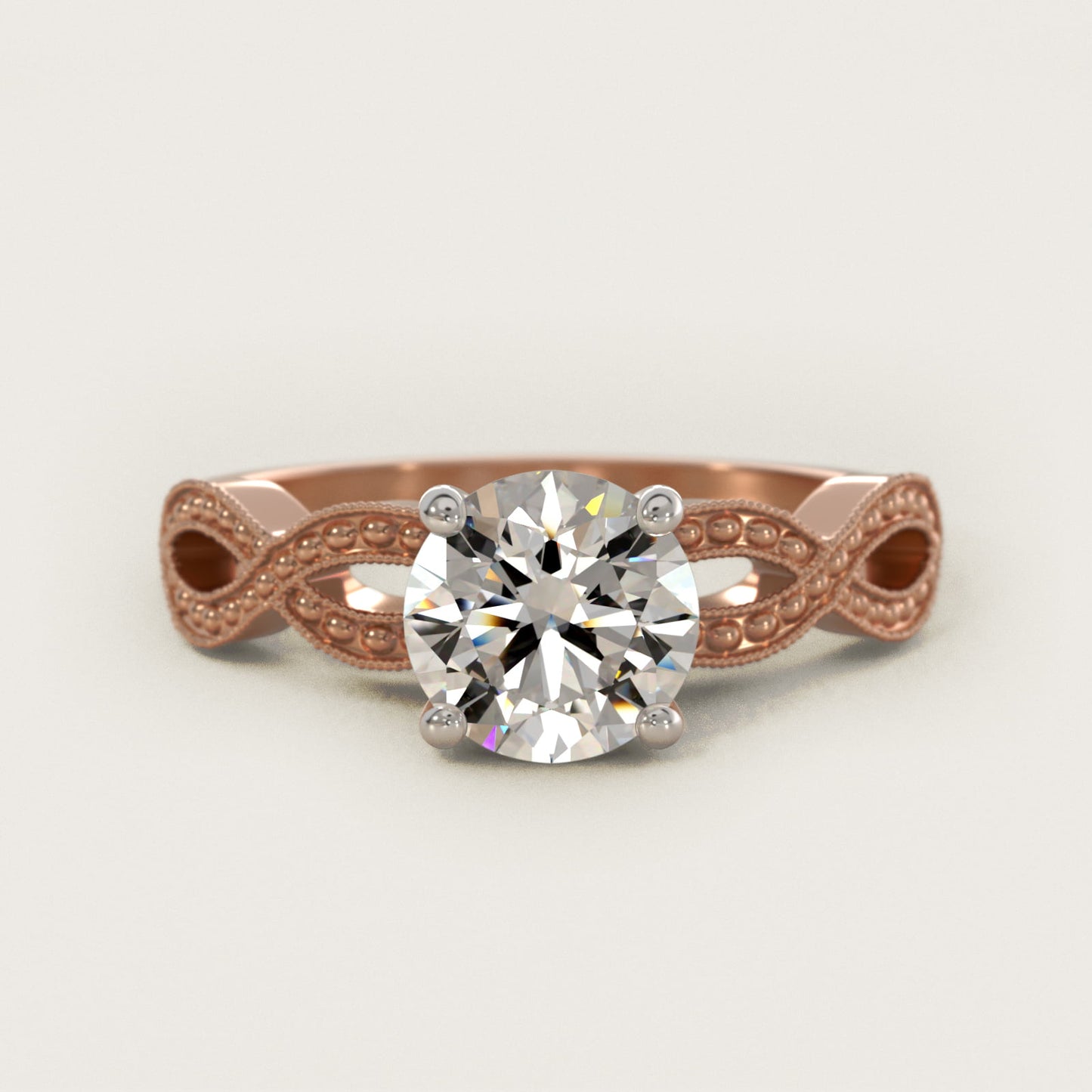 Infinity Vintage-Style Engagement Ring In 14K Rose Gold By James Allen - Round Center