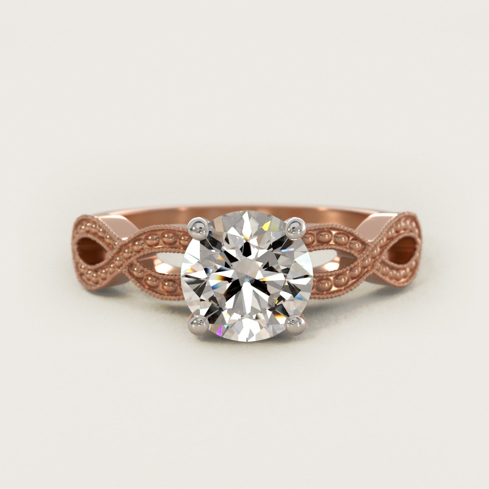 Infinity Vintage-Style Engagement Ring In 14K Rose Gold By James Allen - Round Center