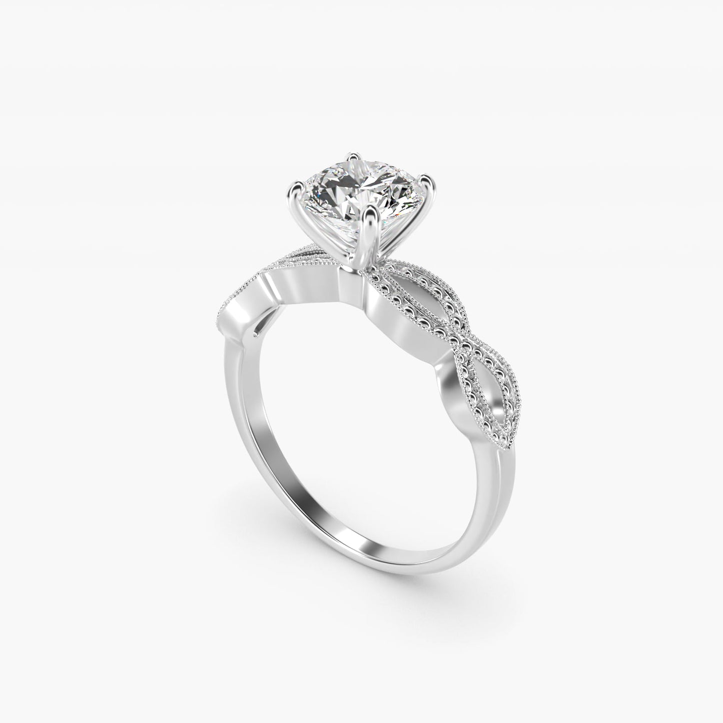Infinity Vintage-Style Engagement Ring In 14K White Gold By James Allen - Round Center
