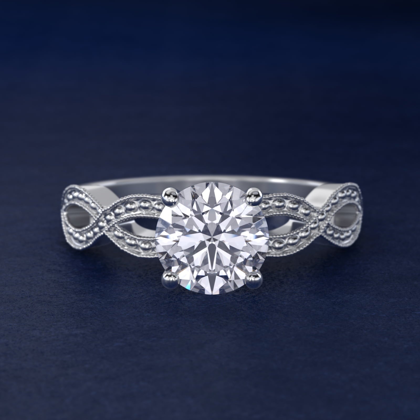 Infinity Vintage-Style Engagement Ring In 14K White Gold By James Allen - Round Center