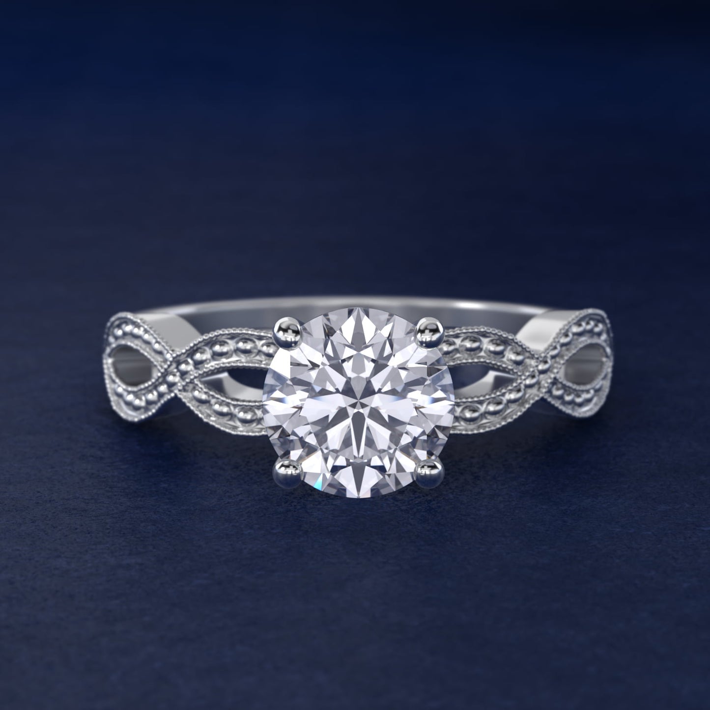 Infinity Vintage-Style Engagement Ring In 18k White Gold By James Allen - Round Center