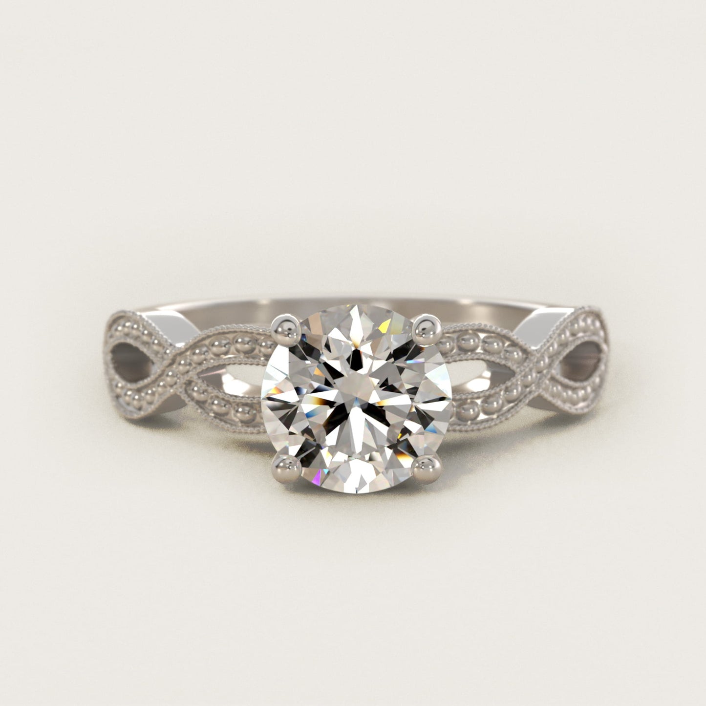 Infinity Vintage-Style Engagement Ring In 14K White Gold By James Allen - Round Center