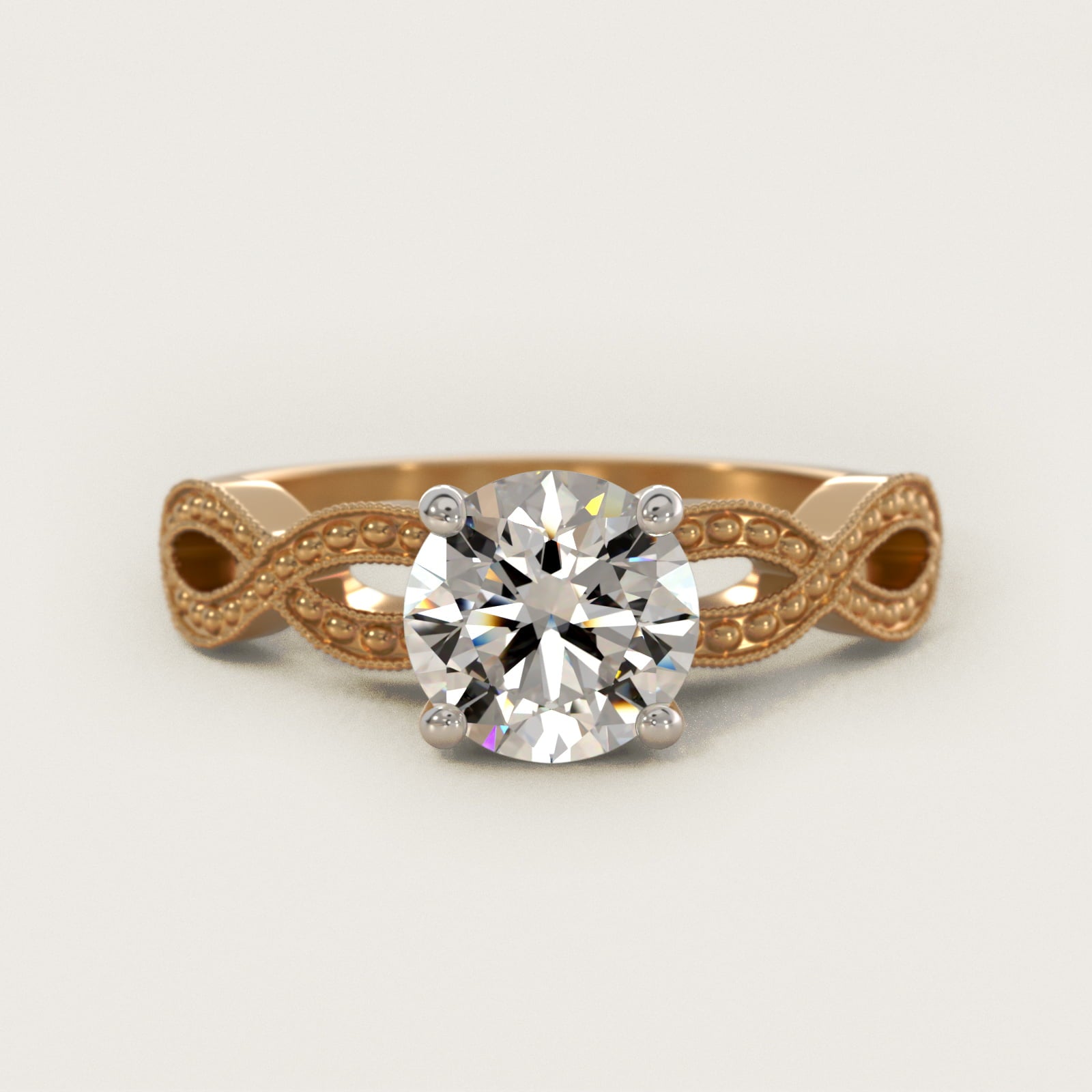 Infinity Vintage-Style Engagement Ring In 14K Yellow Gold By James Allen - Round Center