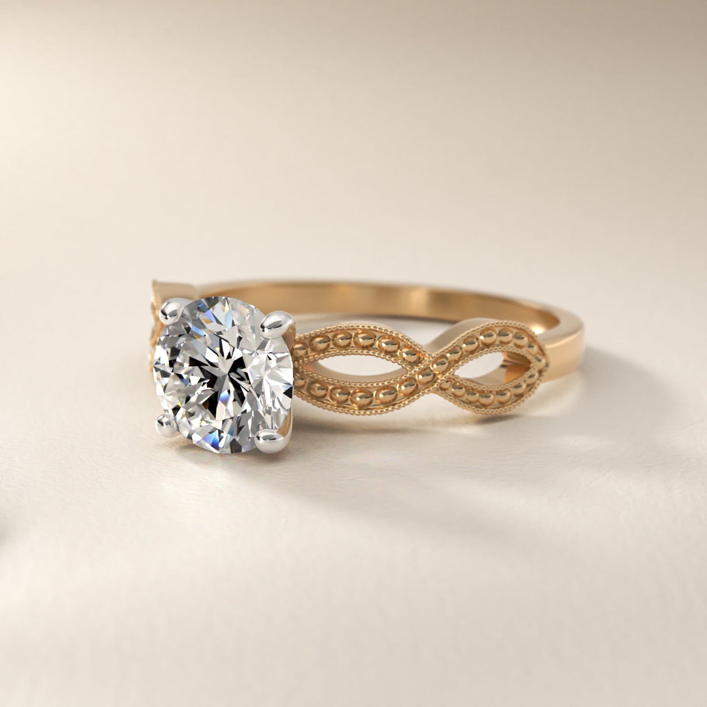Infinity Vintage-Style Engagement Ring In 14K Yellow Gold By James Allen - Round Center